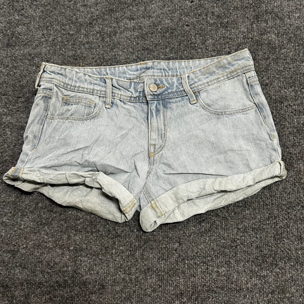 H&M Denim Shorts Womens Size 30 Light Wash Viscose Skinny Low Waist Rolled Cuff